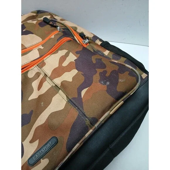 EASTSPORT Camouflage Backpack 18" Orange Zippers Padded Straps School Travel - Picture 5 of 7